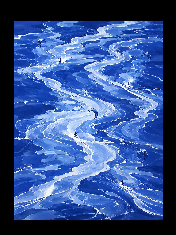 Abstract Ocean Waves Coastal Blue Wall Art by Islabonita.