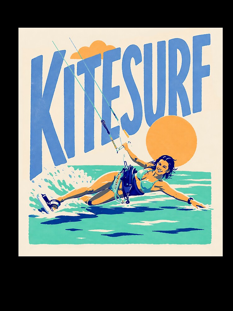 Kitesurf Vintage Coastal Travel Poster by Islabonita.
