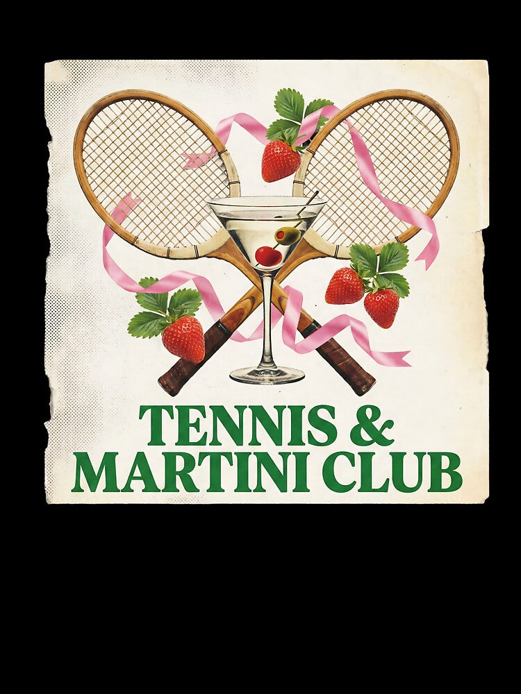 Tennis And Martini Club Vintage Coquette Aesthetic Badge by DigitalAnnaBanana