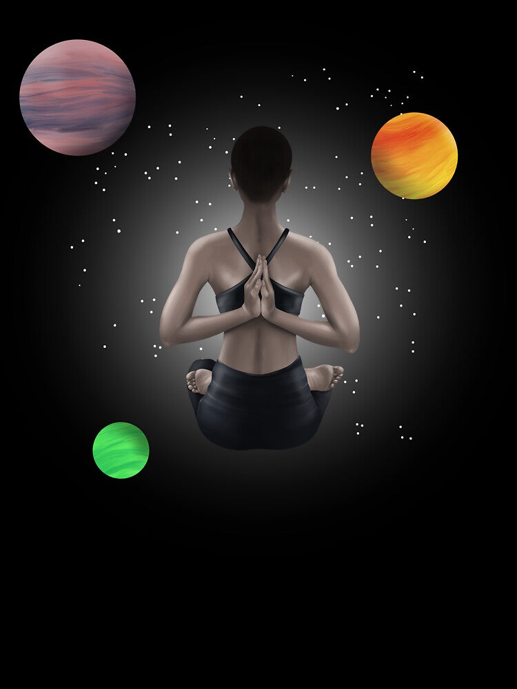 Meditating woman in space by TreasurePlanetV