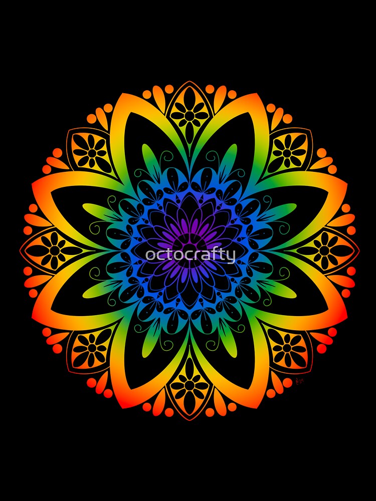 Rainbow Floral Mandala by octocrafty