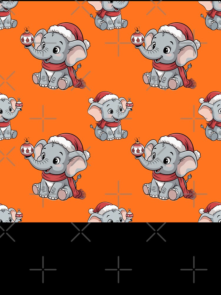 Cute Christmas Elephant Seamless Pattern by Grang Art Artistic Designs