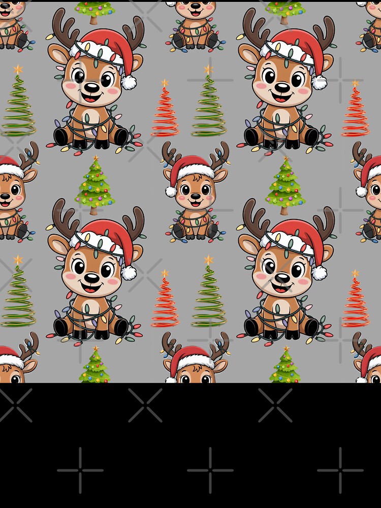 Christmas Kawaii Reindeer Pattern for Gifts by Grang Art Artistic Designs