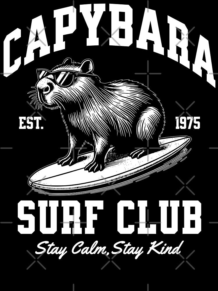 Cool Capybara Surfing Vintage Style by EthosWear