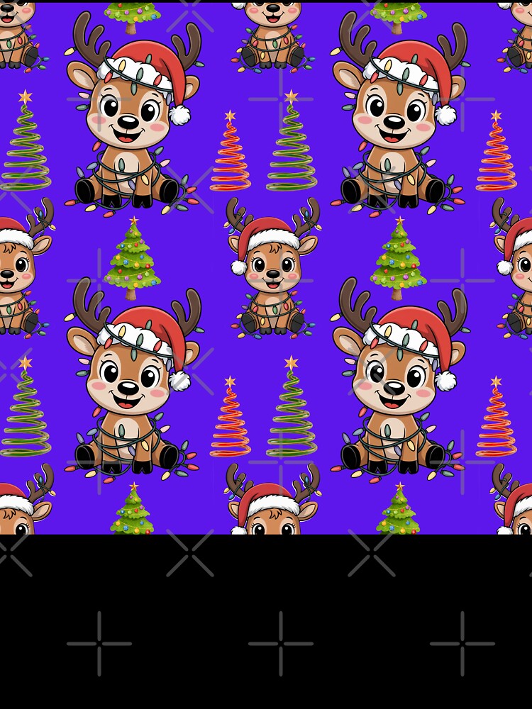 Festive Reindeer Holiday Lights Seamless Pattern by Grang Art Artistic Designs