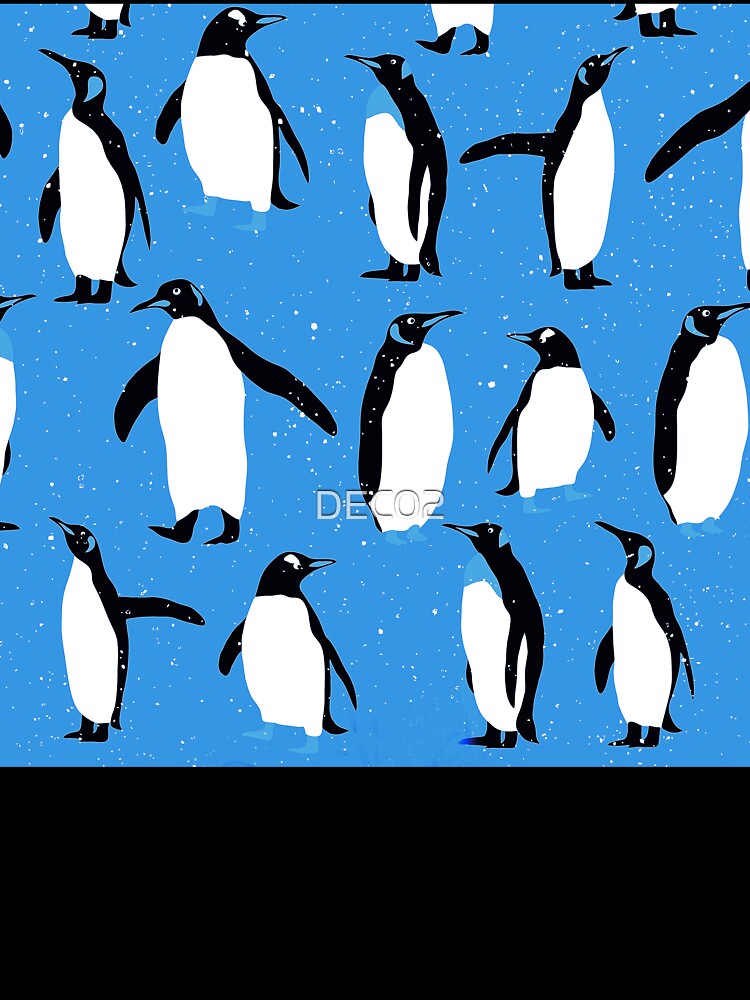 Cute Christmas Penguins Pattern On Holiday Xmas Blue by DEC02