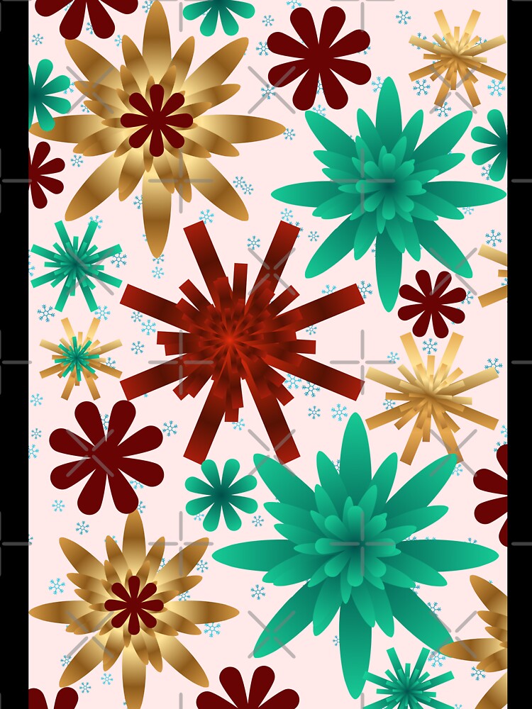 Christmas Floral Burst Pattern – Gold Red Green Holiday Seamless Design by HopeAndHustle