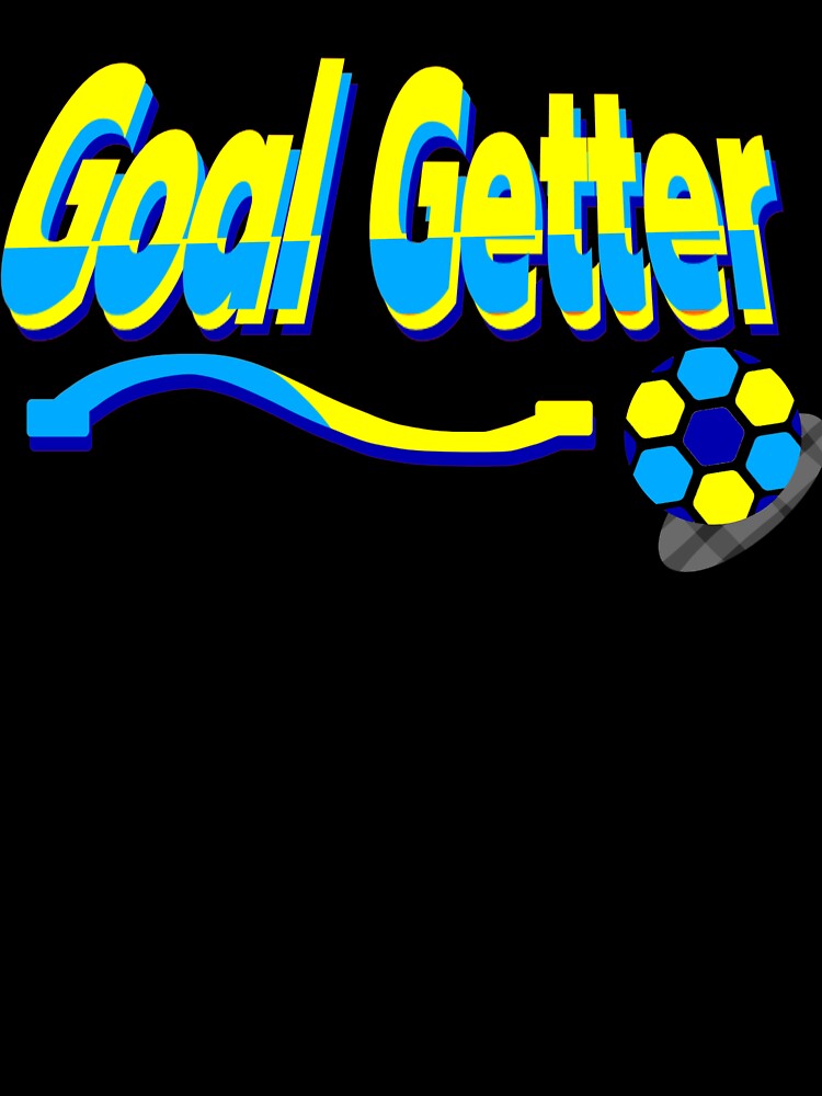 Goal Getter Blue-Yellow 3D Soccer Text with Football and Swoosh by MigWhimsy