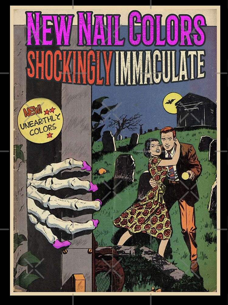 Vintage Nail Color Laquer Retro Horror Poster Skeleton Graveyard Gift by TheAplus