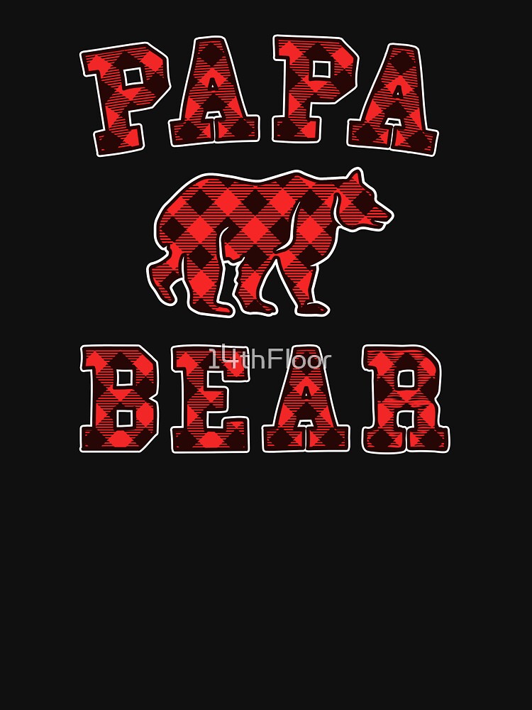 Papa Bear Red Buffalo Plaid Matching Family Christmas Dad by 14thFloor