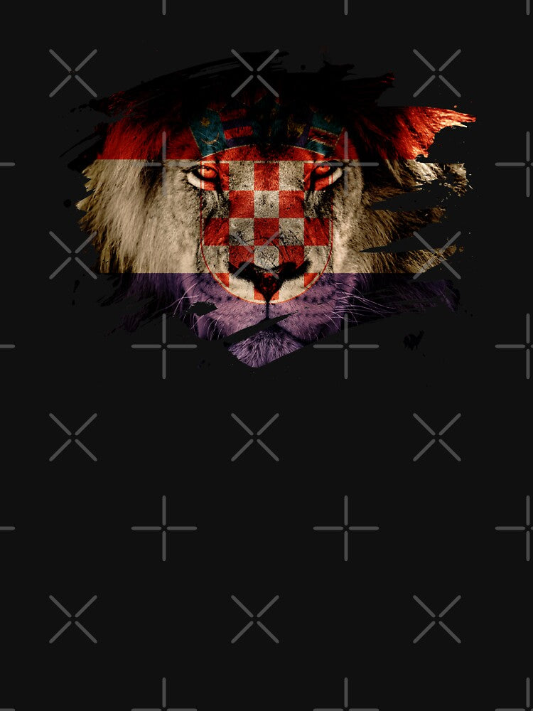 Croatia Flag & African Lion Picture   Croatian Pride T Shirt by ockshirts