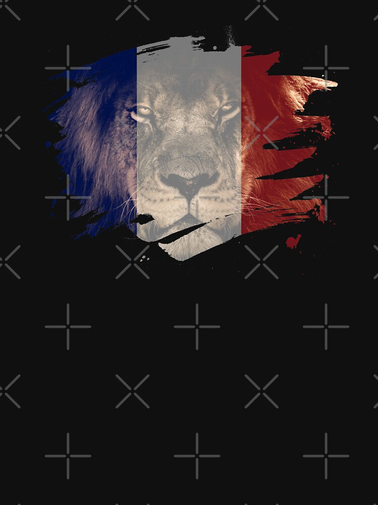 France Flag & African Lion Picture   French Pride T Shirt by ockshirts