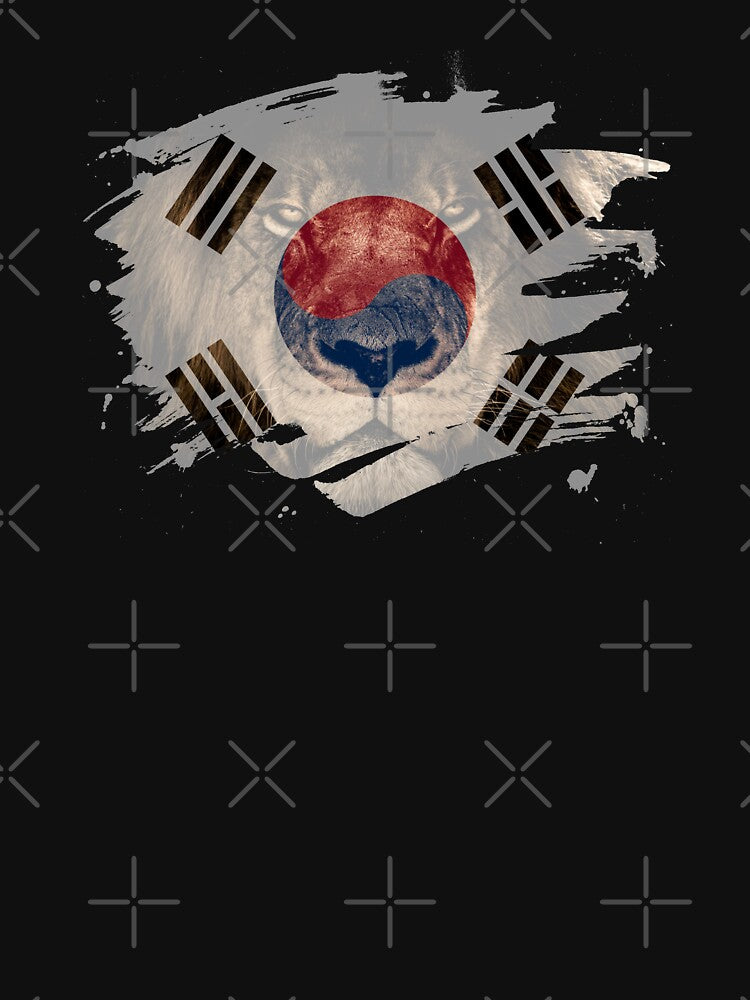 Korea Flag & African Lion Picture   Korean Pride T Shirt by ockshirts