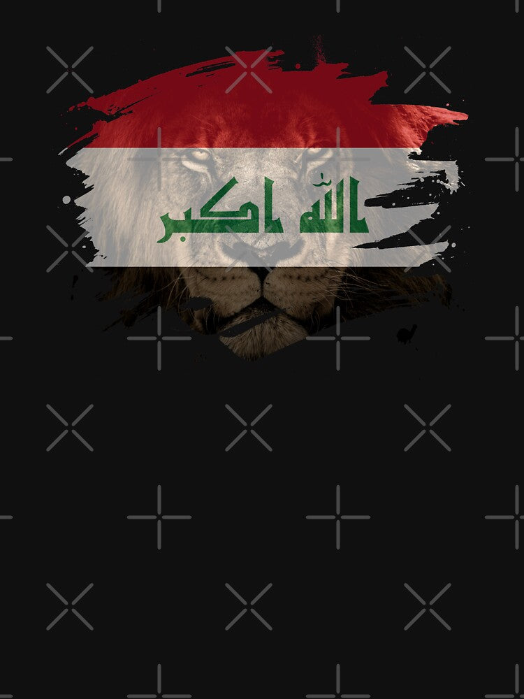 Iraq Flag & African Lion Picture   Iraqi Pride T Shirt by ockshirts
