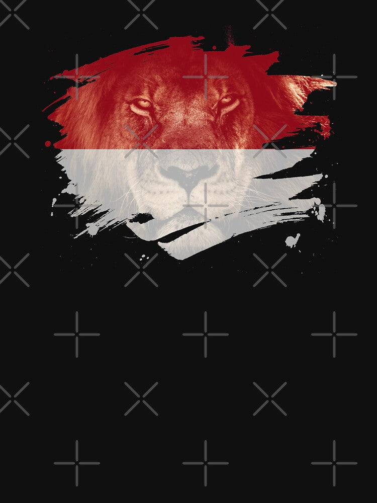 Indonesia Flag & African Lion Picture   Indonesian Pride T Shirt by ockshirts