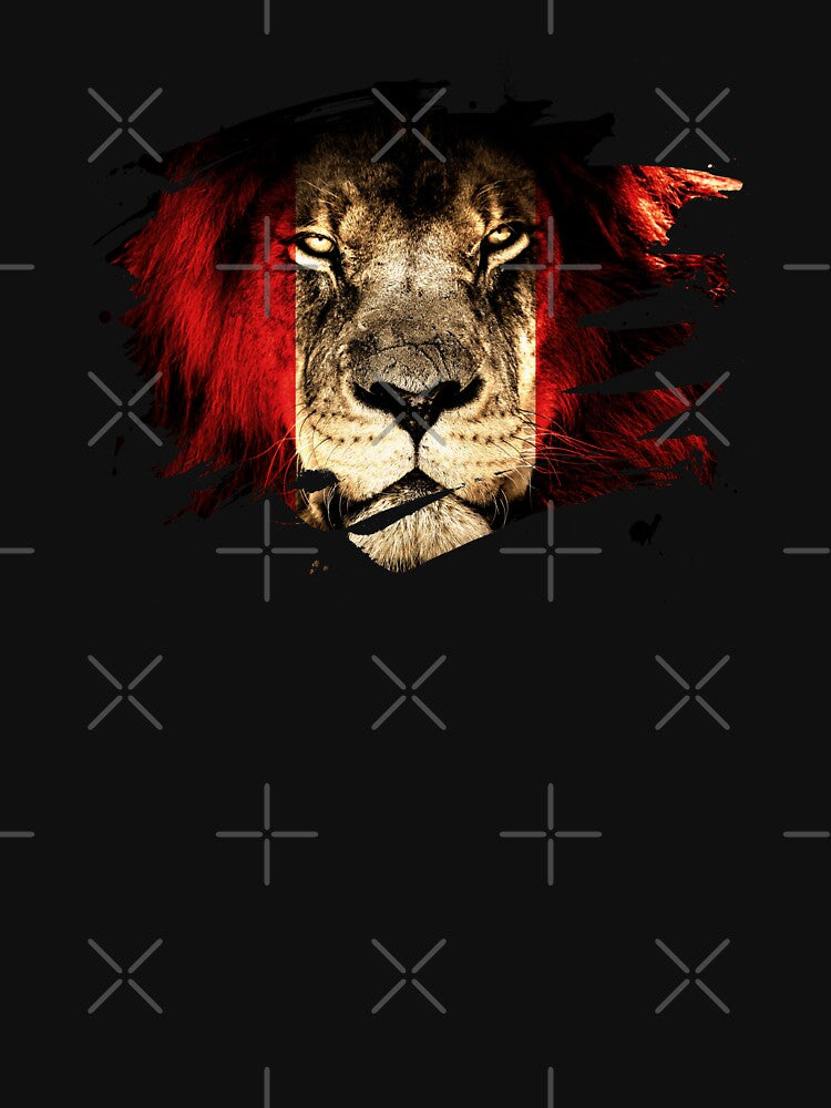 Peru Flag & African Lion Picture   Peruvian Pride T Shirt by ockshirts