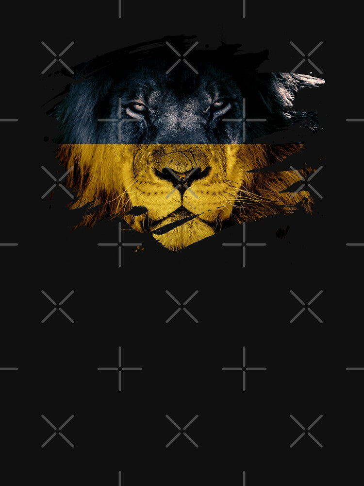 Ukraine Flag & African Lion Picture   Ukrainian Pride T Shirt by ockshirts
