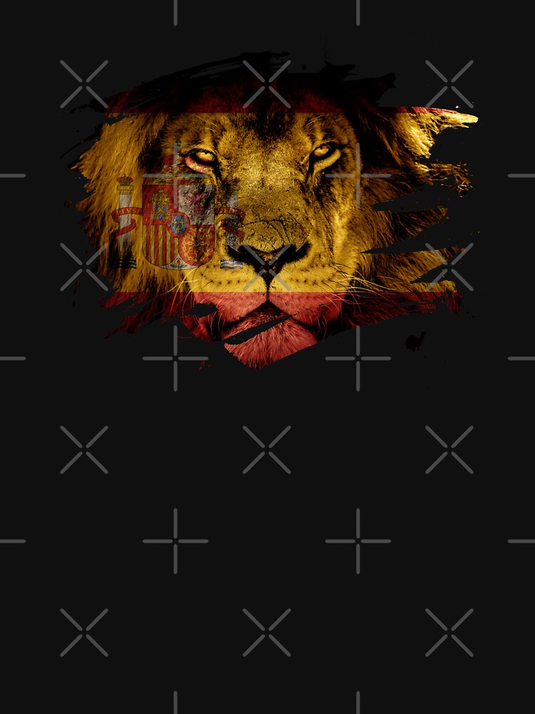 Spain Flag & African Lion Picture   Spanish Pride T Shirt by ockshirts