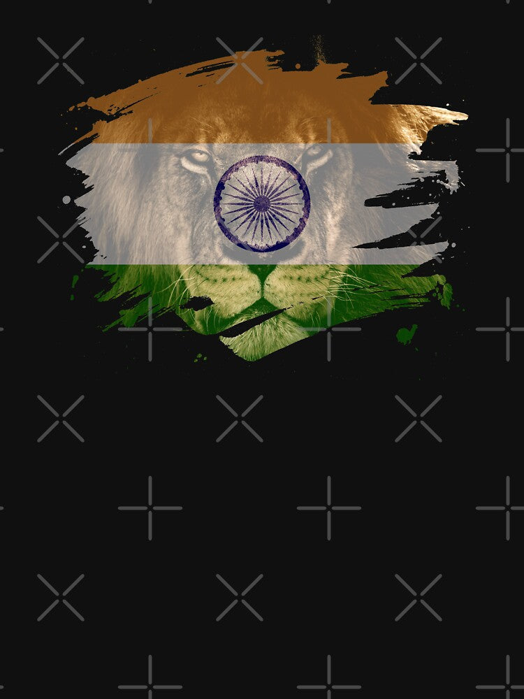 India Flag & African Lion Picture   Indian Pride T Shirt by ockshirts