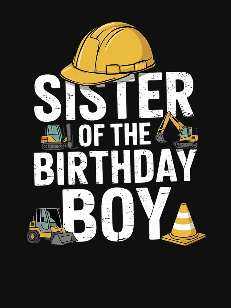 Sister of birthday boy matching family construction party by angolinnArt