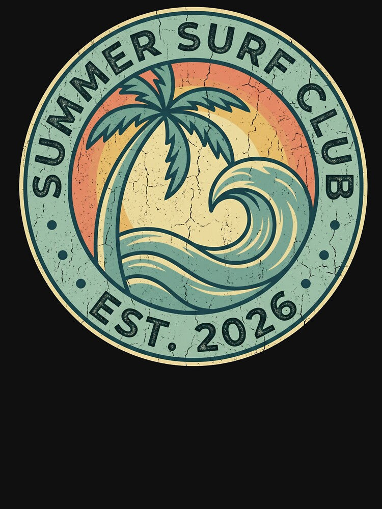 Vintage Summer Surf Club 2026 Retro Badge by TeNovaStudio