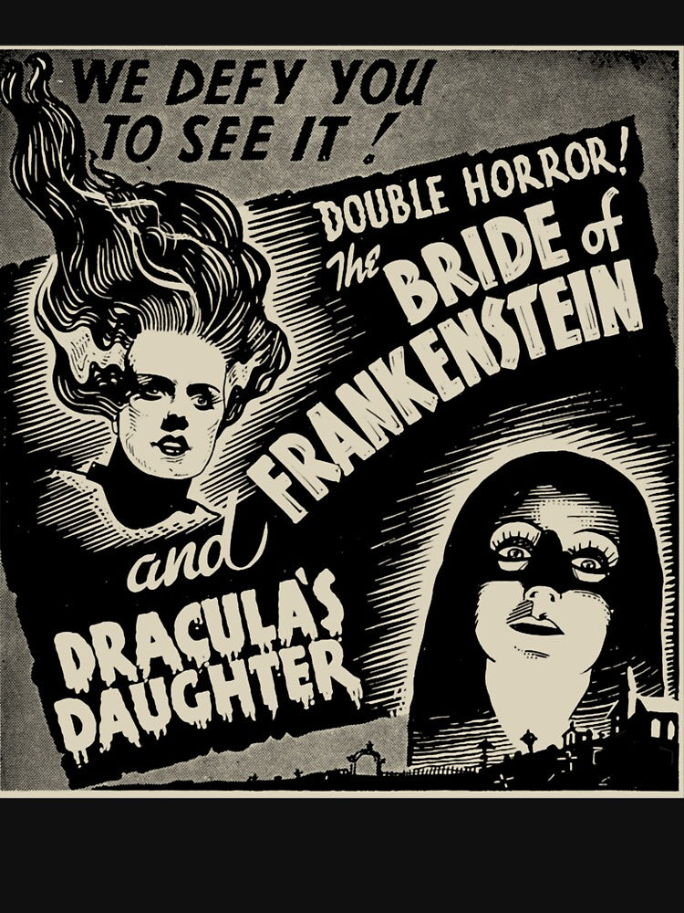 Bride of Frankenstein & Draculas Daughter Vintage Horror Movie Poster by MADERRENO