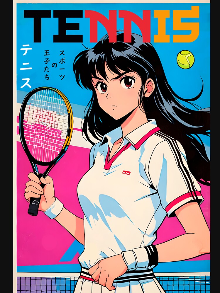 Cute Retro Anime Girl Tennis Sport Design 80s by Kiranimeverse