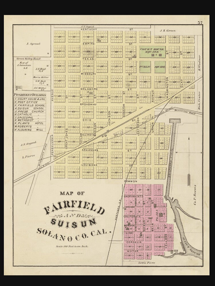 Vintage Fairfield CA Map (1878) Classic by keatnybolho