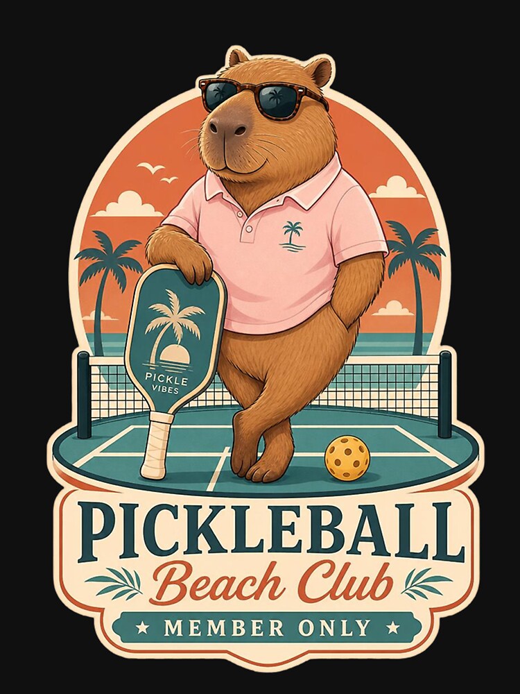 Funny Capybara Pickleball Beach Club Sticker by mo-carnival