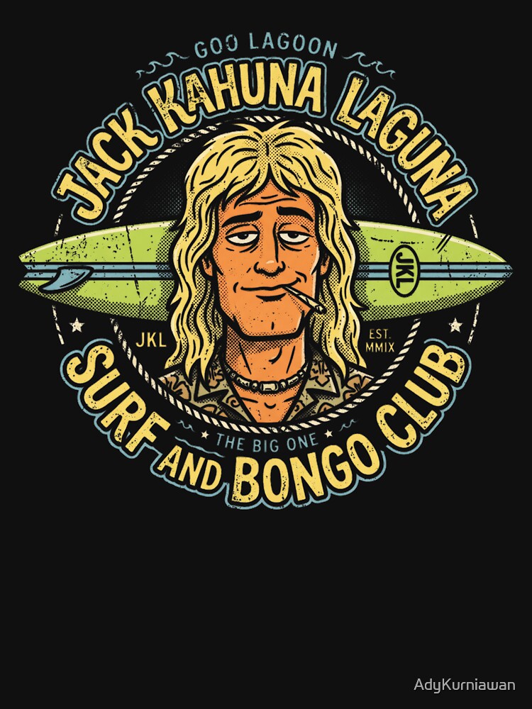 Jack Kahuna Laguna Surf and Bongo Club Retro 90s Cartoon by AdyKurniawan
