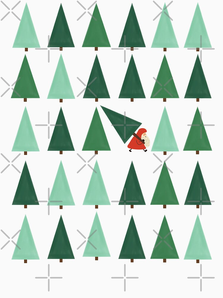 Cute Santa Carrying a Christmas Tree Pattern by The High Hippo