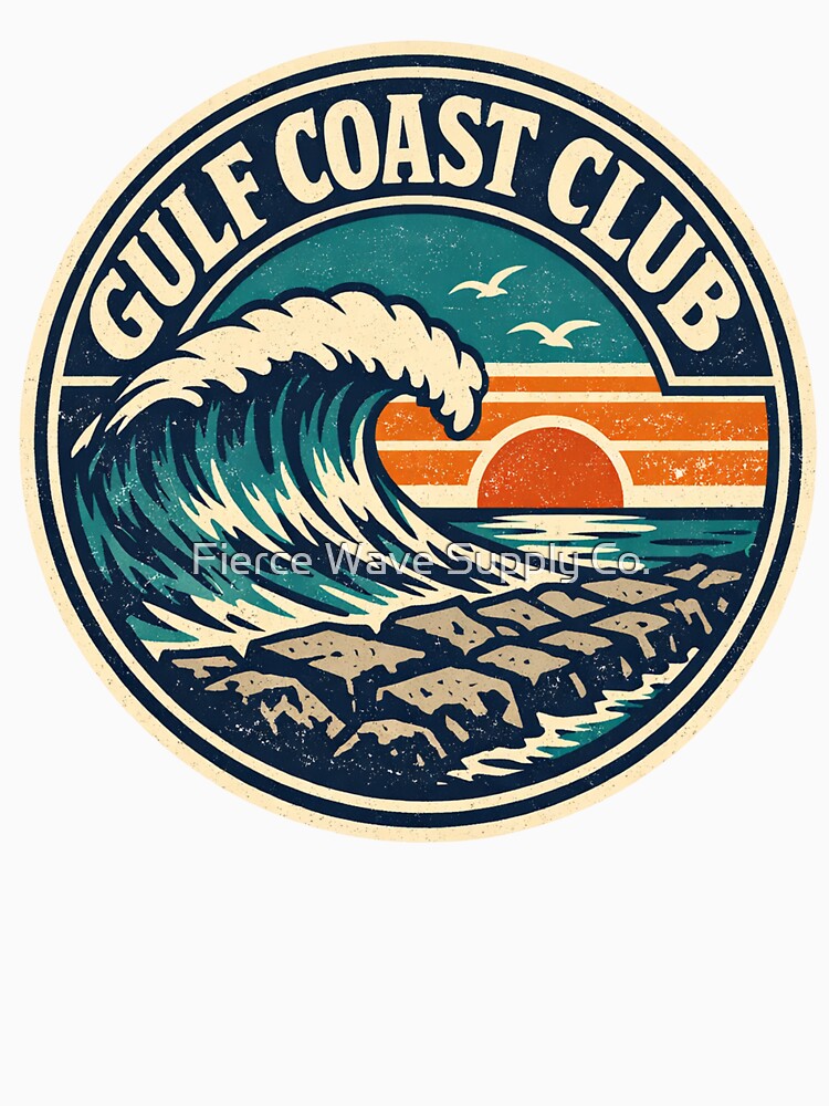 Gulf Coast Club Surf Sticker – Vintage Jetty Break Wave Decal by Fierce Wave Supply Co.