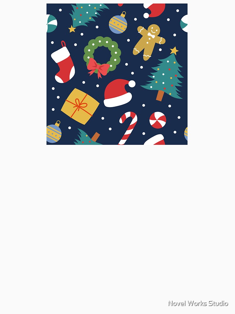 Cute Christmas Pattern – Gingerbread, Candy Canes, and Santa Hats by Novel Works Studio