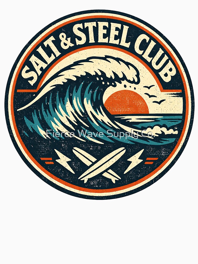 Salt & Steel Club Surf Sticker – Vintage Gulf Coast Wave Decal by Fierce Wave Supply Co.