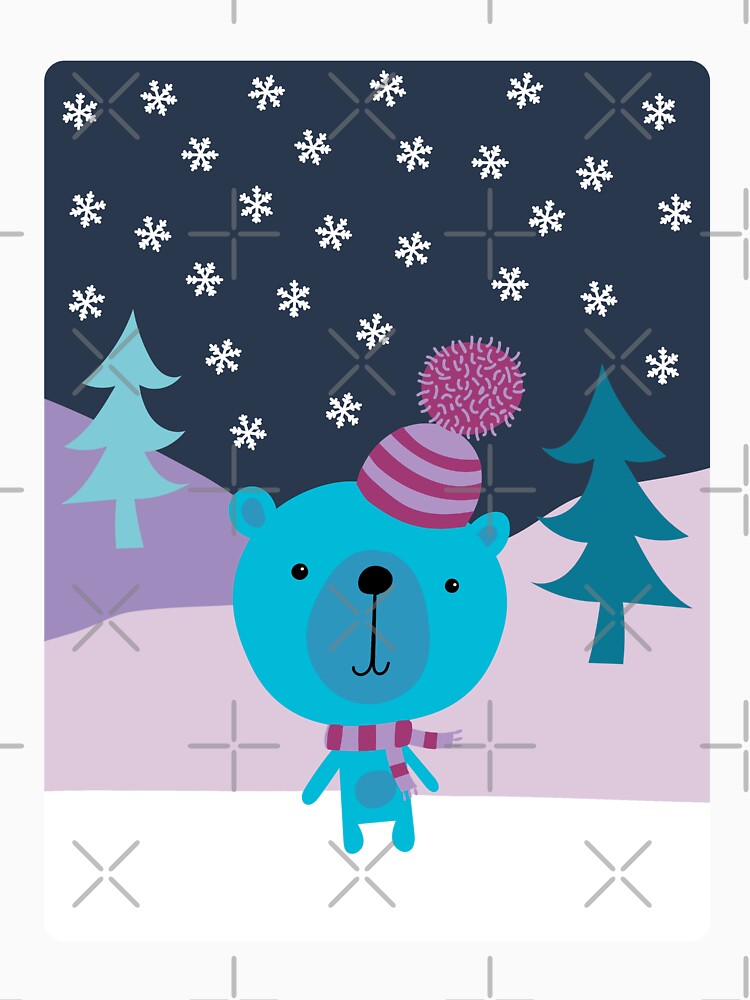 Blue Bear in the Snow - Cute Winter Holiday design by Cecca Designs by Cecca-Designs