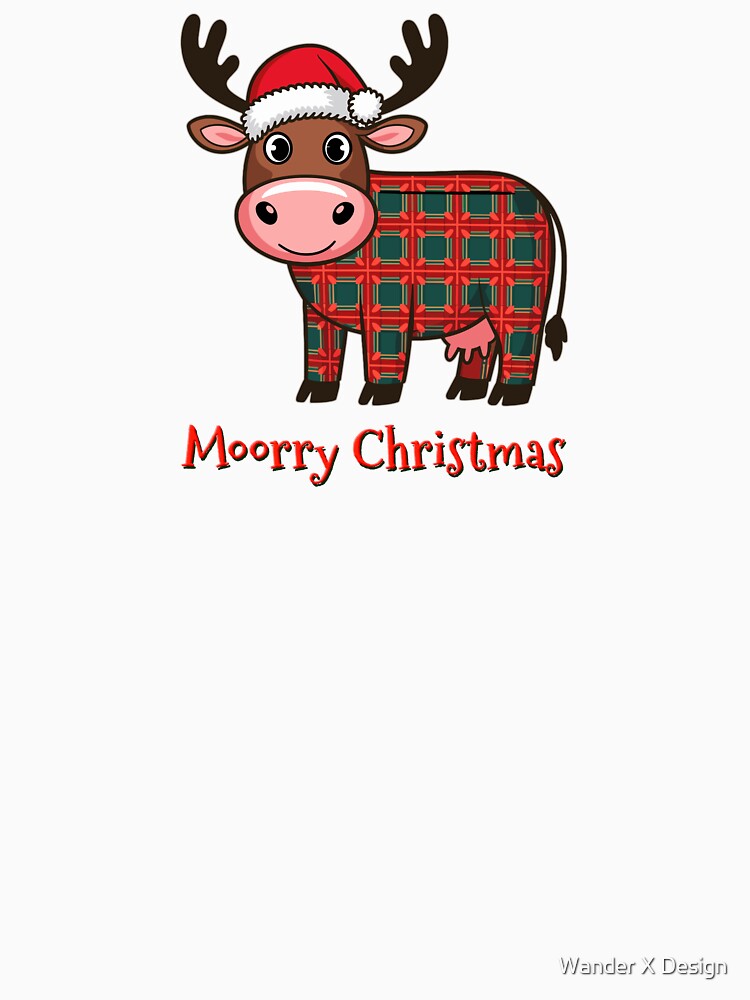 "MOORRY CHRISTMAS" Christmas Plaid Cow by Wander X Design