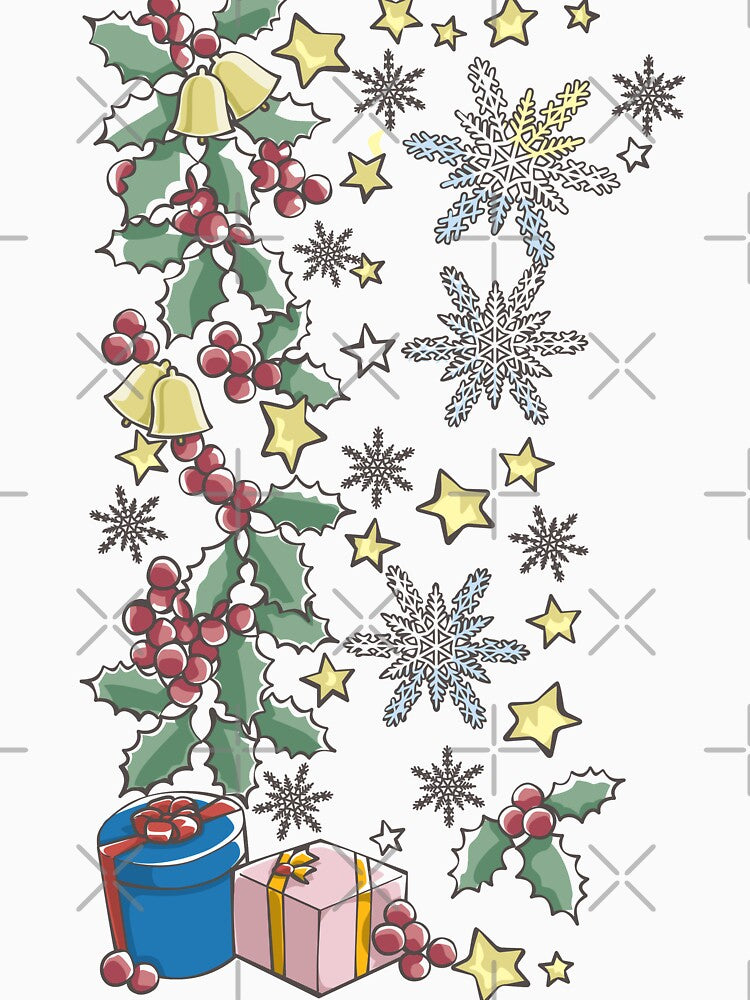 Christmas holly, snow, and present pattern by RaionKeiji