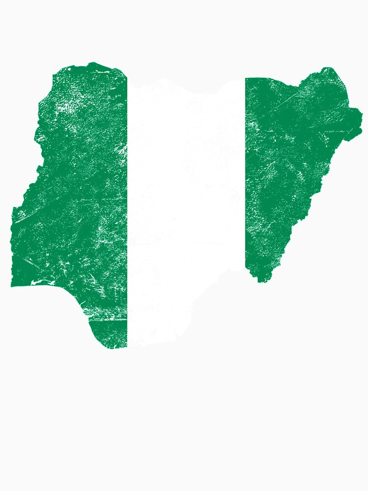 Nigeria Flag map tshirt distressed vintage by farhanhafeez