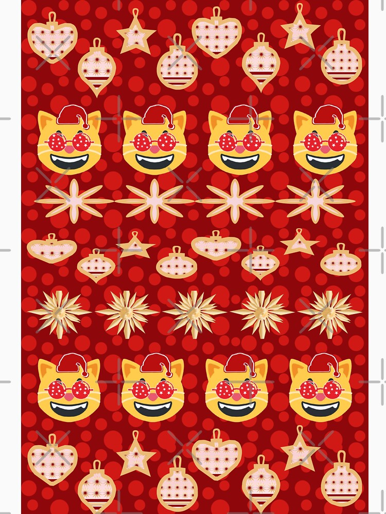 Cute Christmas Cat Pattern – Festive Kawaii Holiday Cats & Ornaments Design by HopeAndHustle