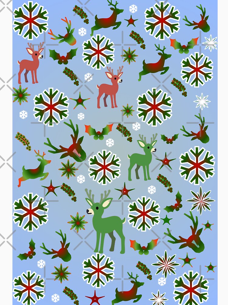 Cute Christmas Reindeer Pattern • Winter Blue Holiday Snowflake Seamless Design by HopeAndHustle