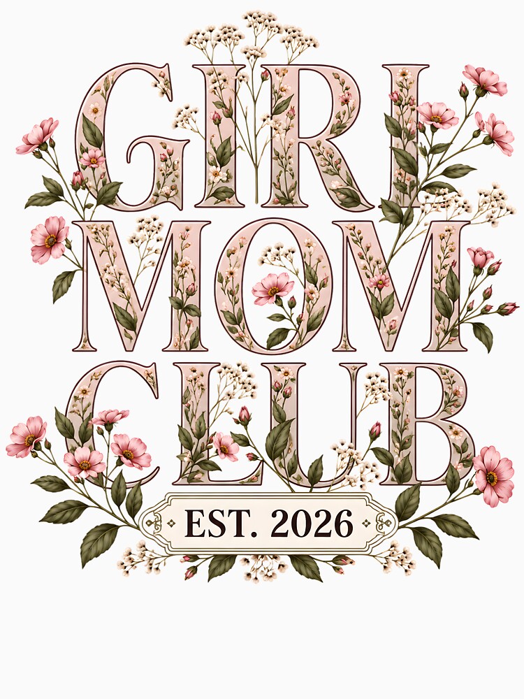 Girl Mom Club Est 2026 Vintage Floral Pregnancy Announcement Gift by AnnDesignStudio