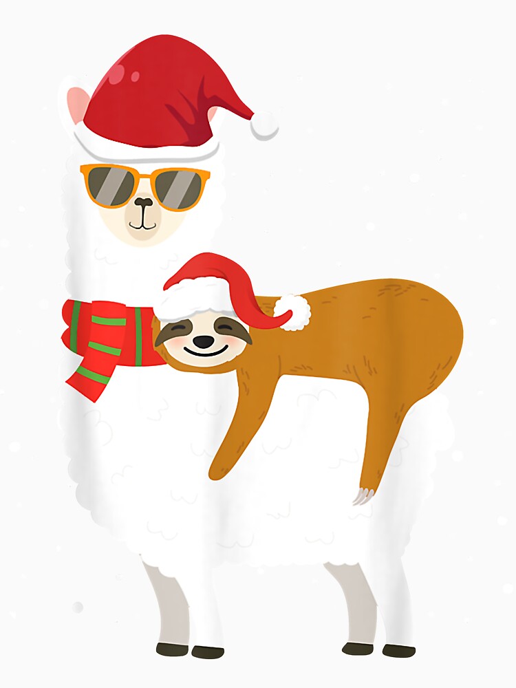 Sloth Riding Llama Funny Santa Hat Christmas Pajama by NormaEng