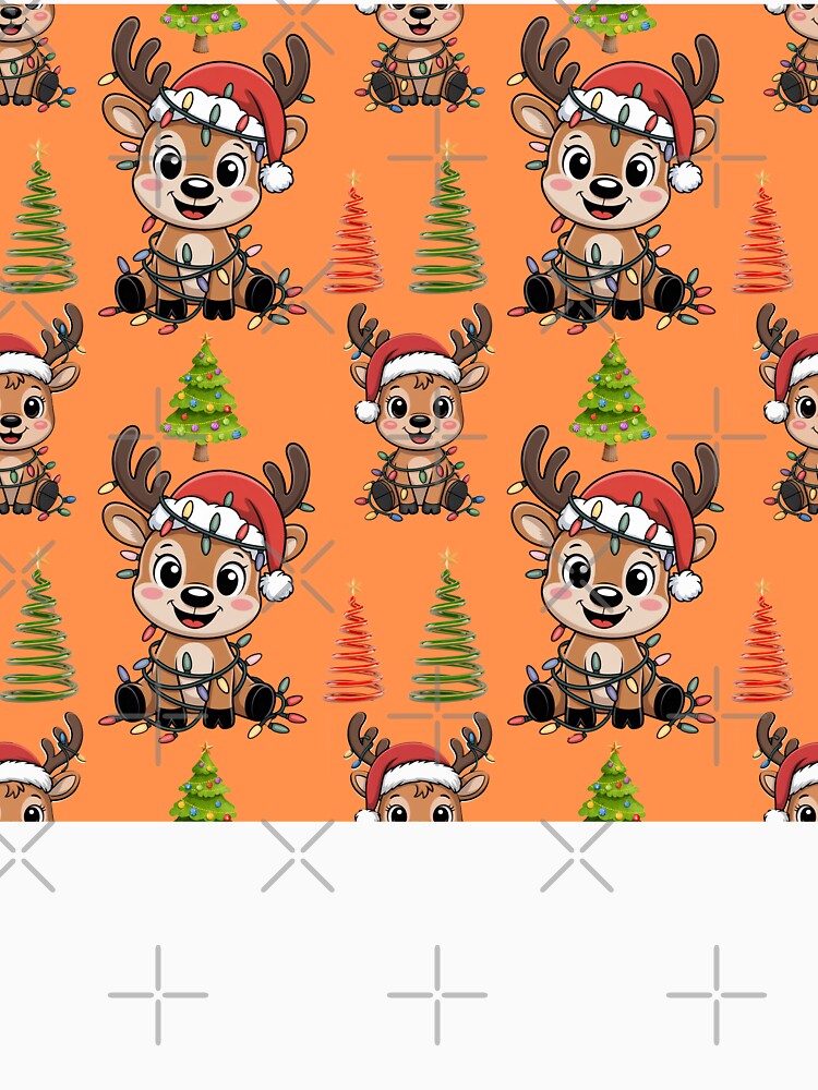 Adorable Reindeer Wrapped in Christmas Lights Pattern by Grang Art Artistic Designs