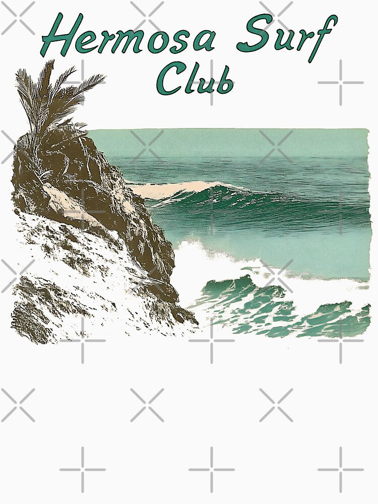 Hermosa Surf Club - Vintage Coastal California Hermosa Beach Surf Design with Cliffs, Ocean, and Palm Trees by YardWest
