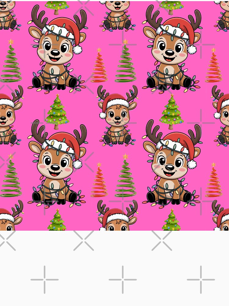 Cute Kids Christmas Reindeer Seamless Print by Grang Art Artistic Designs