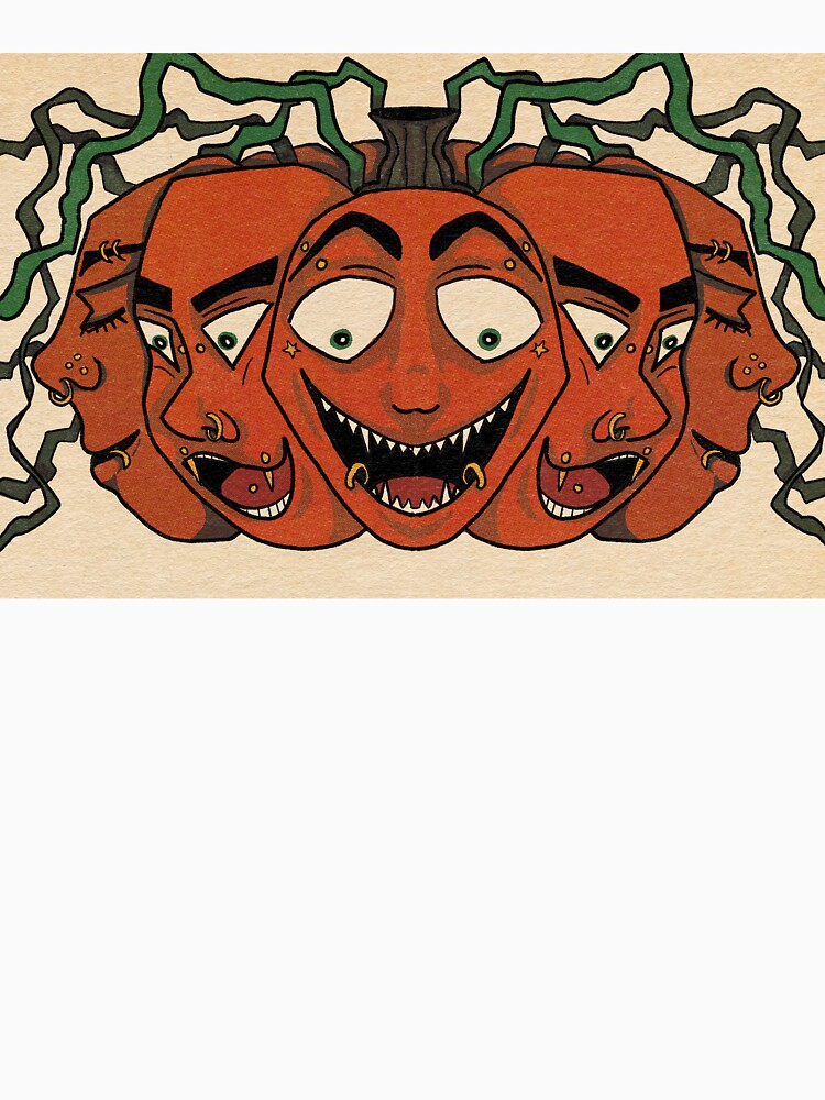 Pumpkin with faces and piercings by Esjumee