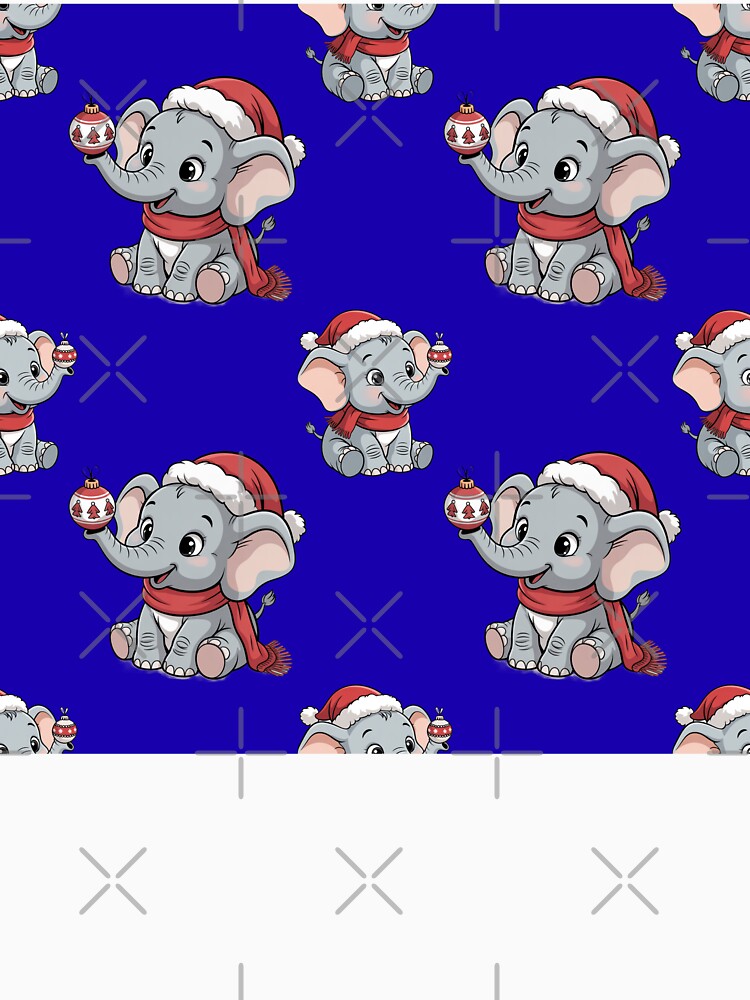 Cute Elephant in Santa Hat Holiday Pattern by Grang Art Artistic Designs