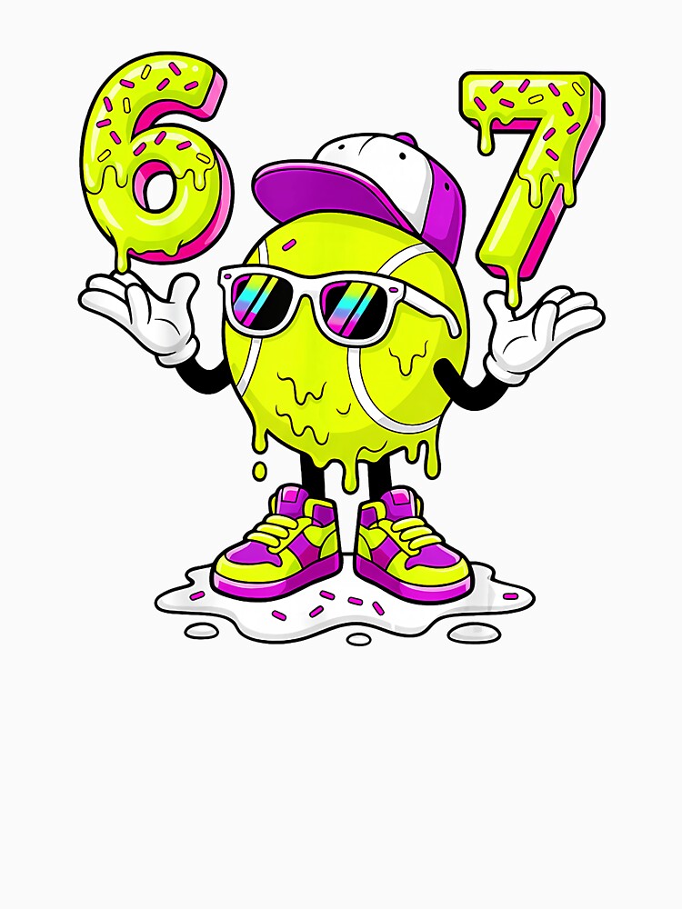 6 7 Tennis Ice Cream Drip Funny Meme Character Retro Style by WayTBeenkenArt