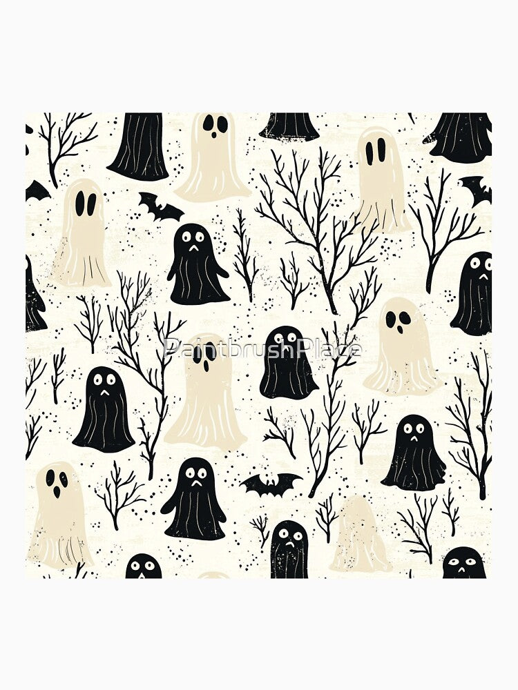 Playful Spooky Ghosts Halloween Pattern with Vintage Horror Vibes by PaintbrushPlace