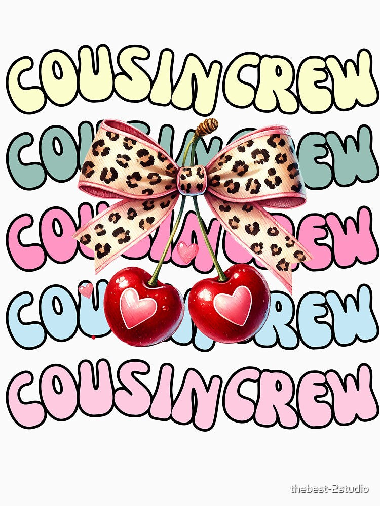 Groovy Cousin Crew Coquette Cherry Leopard Bow Women, Girls by thebest-2studio